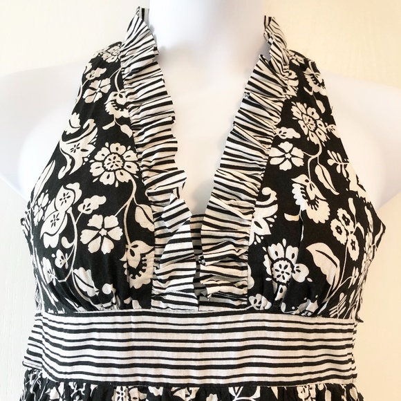 Johnny Martin Summer Halter Dress Size: 3 Black/White - Picture 2 of 11
